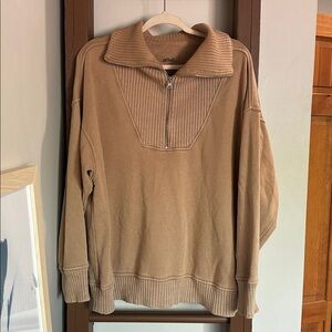 Aerie Down To Earth Quarter Zip Sweatshirt